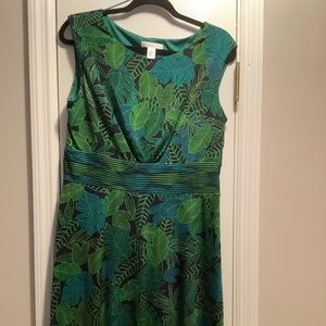 London Times 14 petite Green, Black, dark teal a-line dress